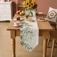 thumbnail image 5 of Table Runners 60 Inches Long, Sage Green Cotton Linen Kitchen Dining Coffee Table Runner for Party Home Decor, Eucalyptus Leaves Tabletop Dresser Scarves Runner Decor 13x60 Inch, 5 of 9