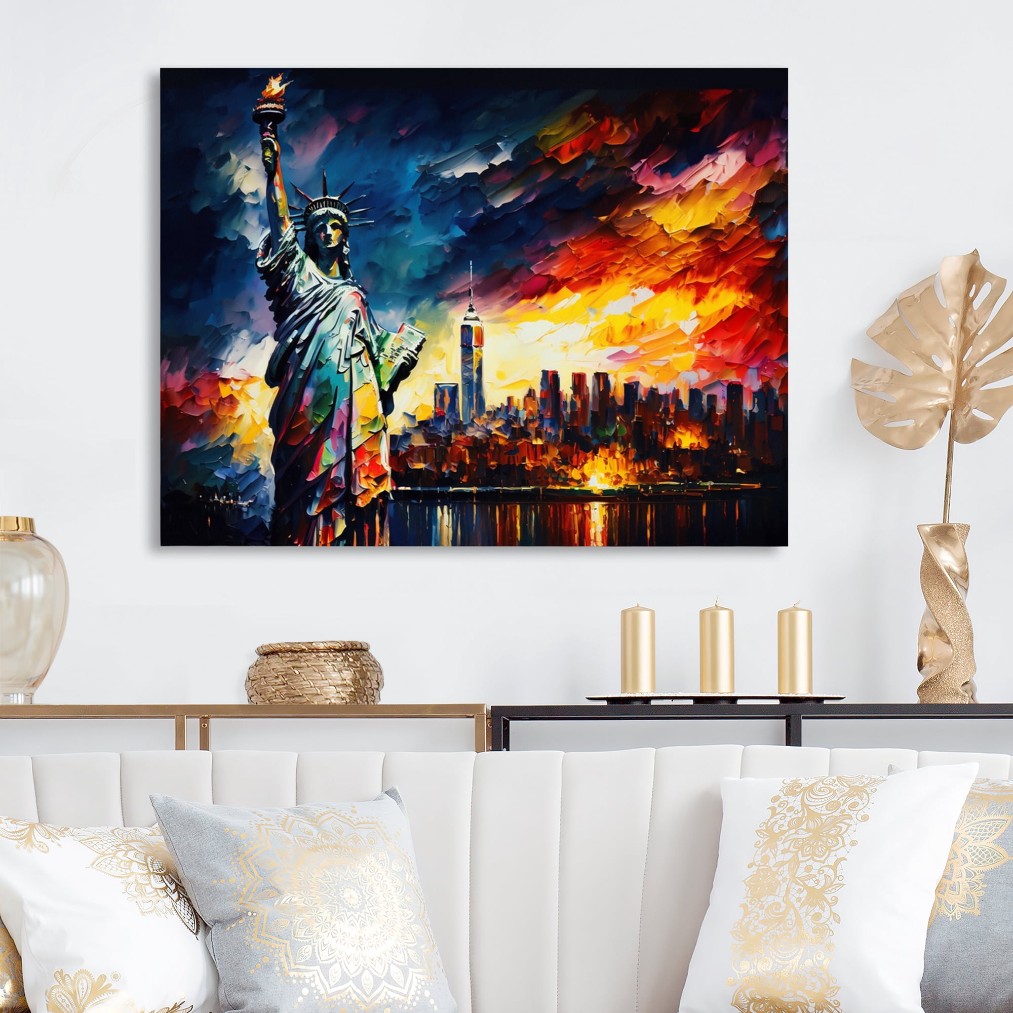 Designart New York Views At Sunset I Canvas Wall Art