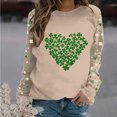 thumbnail image 5 of Felirenzacia St. Patrick Women’s Raglan Sweatshirt Shamrock Print Long Sleeve Pullover Tops Casual Holiday Shirt, Khaki,2XL, 5 of 5