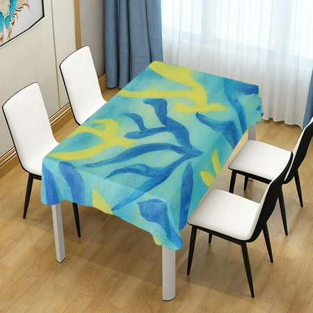 

54x54 Inch Tablecloth Polyester Square Tablecloth for Home Kitchen Dinner Decor Blue Seaweed Drawing