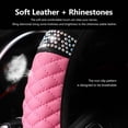 thumbnail image 5 of Pink PU Leather Steering Wheel Cover for 15 Inch Car Accessories, 5 of 7