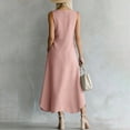 thumbnail image 6 of Guieoi Summer Dresses for Women under $10 Plus Size Decorative Button Cotton-Linen Loose-Fit Sleeveless Slit Hem Maxi Dress Pink XL, 6 of 7