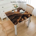 thumbnail image 2 of nygtbtfer Elastic Edged Tablecloth, Grand in Square Dining Table Cover, for Outdoor Indoor Holiday Picnic Party Cloth, Brown White, 2 of 7