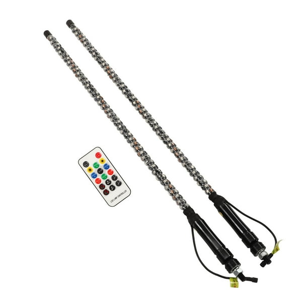 2 luces LED tipo látigo, 20 colores, impermeables, para todo terreno, luz RGB con control remoto para bandera