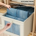 thumbnail image 5 of Large Fabric Clothing Storage Box with Clear Window - Foldable Closet Organizer with Lid - Stackable Wardrobe Container for Sweaters & Blankets TOPLIU, 5 of 7