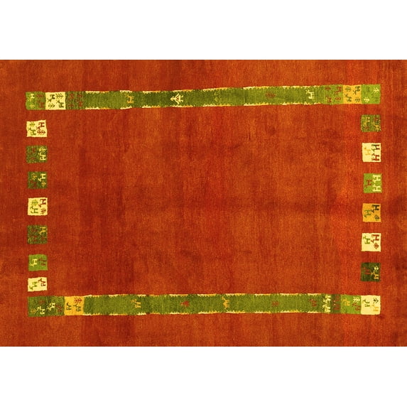 Ahgly Company Indoor Rectangle Abstract Yellow Contemporary Area Rugs, 7' x 10'
