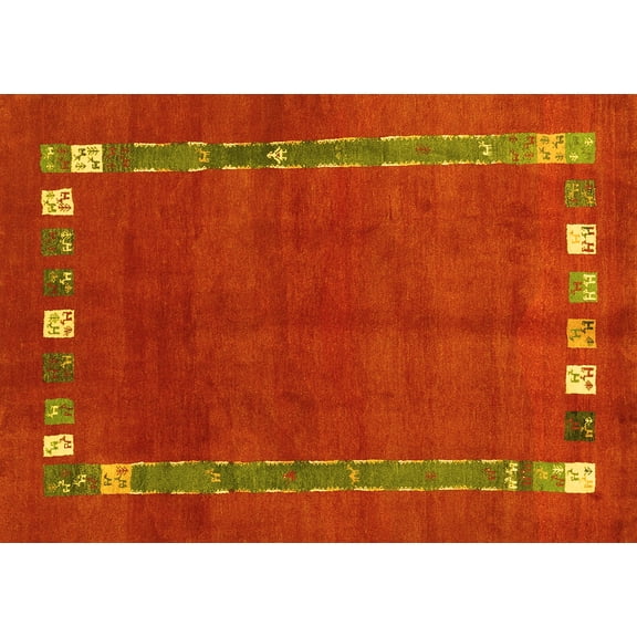 Ahgly Company Indoor Rectangle Abstract Yellow Contemporary Area Rugs, 5' x 7'