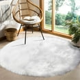 thumbnail image 2 of iLieber Sheepskin Soft Fluffy Fur 8x8 White Area Rug, Fuzzy Rug Washable Faux Fur Rug for Living Room Nursery Playroom Round, 2 of 6
