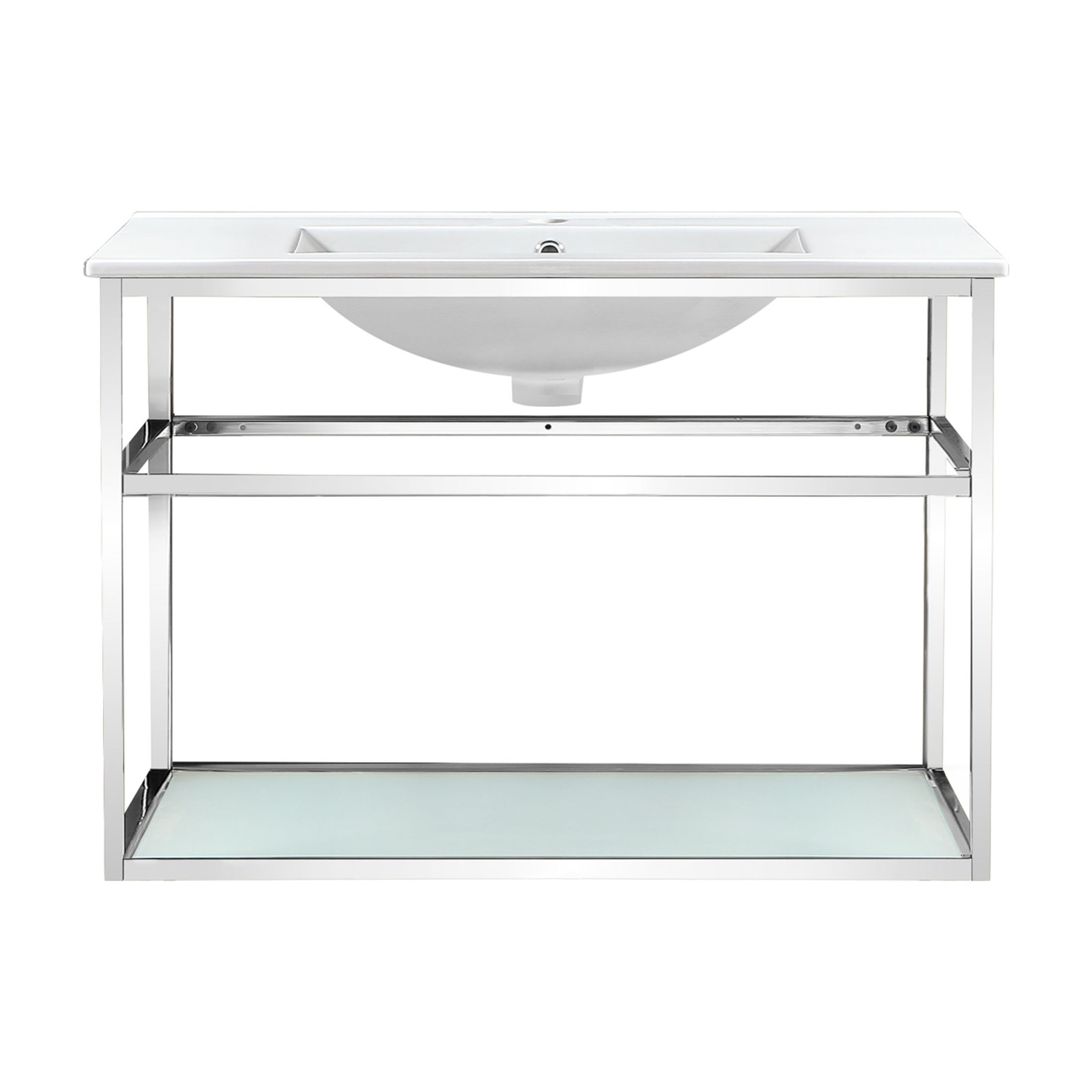 Pierre 30 Single, Open Shelf, Chrome Metal Frame Bathroom Vanity