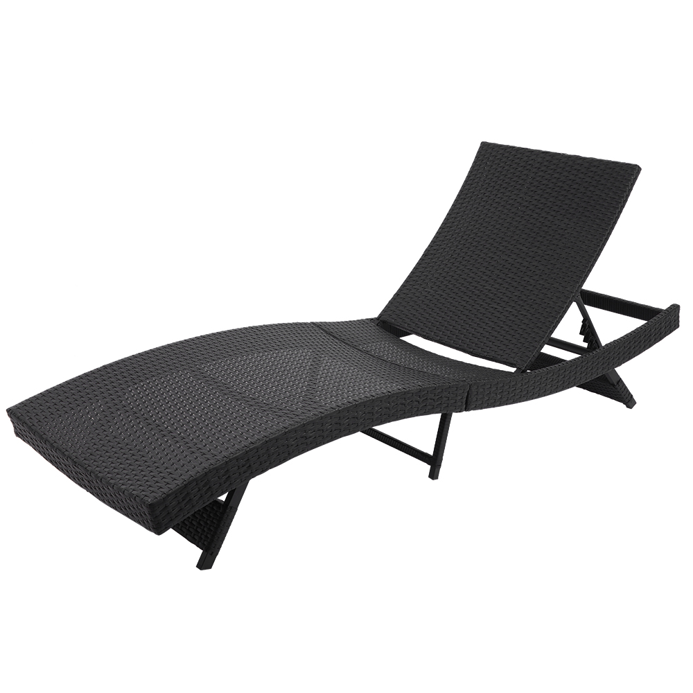 Outdoor Lounge Chair, Adjustable Patio Chaise Lounge Chair with Adjustable Back&Cushion, Black Wicker Rattan Sun Chaise Lounge Chair, Patio Furniture Recliner for Deck, Poolside, Backyard, LLL297 - image 2 of 9