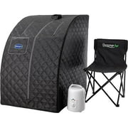 Durasage Portable Steam Sauna Spa for Home, 800W Generator, Timer & Chair (Black)