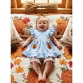 thumbnail image 4 of RUINIXCW Toddler Baby Girl Halloween Thanksgiving Outfit Infant Baby Girls Summer Fall Clothes Turkey Pumpkin Flying Sleeve Babydoll Shirt Tops and Shorts Set, 4 of 9