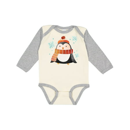 

Inktastic Cute Winter Penguin in Hat and Scarf with Snowflakes Boys or Girls Long Sleeve Baby Bodysuit