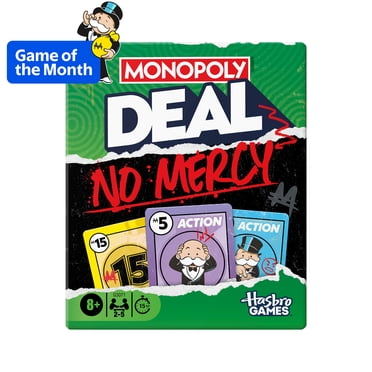 Monopoly Deal No Mercy Card Game, Fun Family Games for Kids, Teens, and Adults, 8 