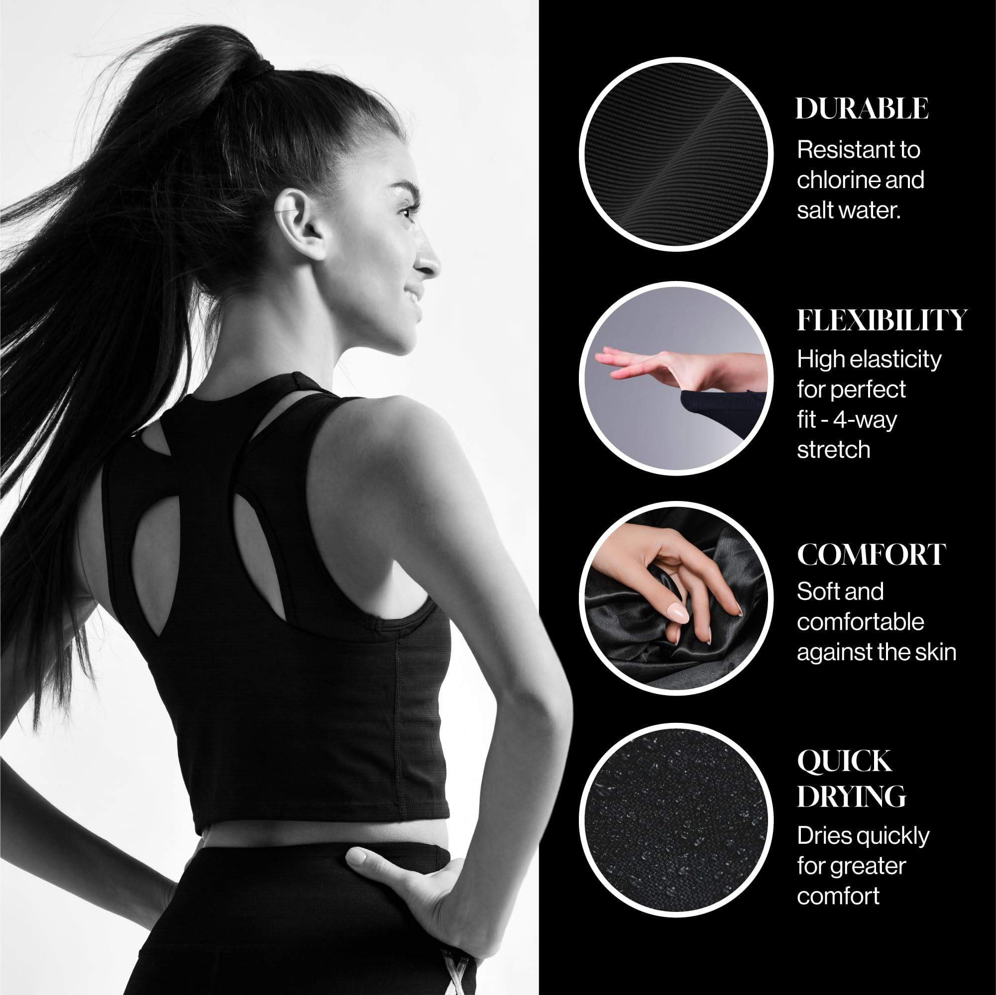 FabricLA Nylon Spandex Fabric by The Yard | 4-Way Stretch Swimwear & Activewear Fabric | 60" Wide Performance Knit |Black