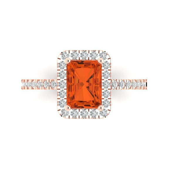 Halo Engagement Ring for Women - 1.86ct Simulated Red Diamond in 14K Rose Gold Promise Ring