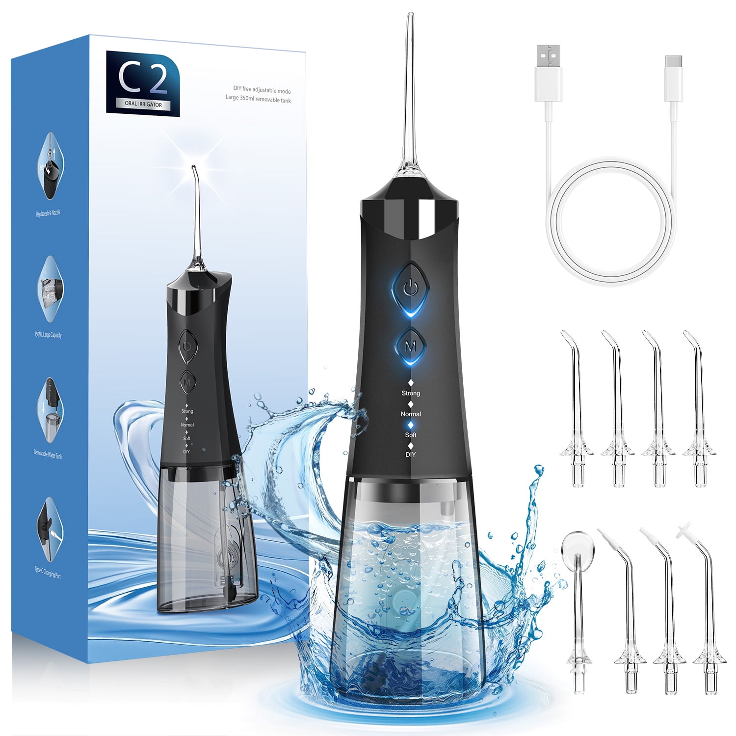 350 Ml, Irrigatore Orale Senza Fili 2025, Detergente Elettrico Per Denti Water Flosser, Modalità Fai Da Te, 5 Modalità E 9 Ugelli, 350 Ml, Doccia Dentale IPX7, Impermeabile, Vincitore Del Test Per - Foto 5