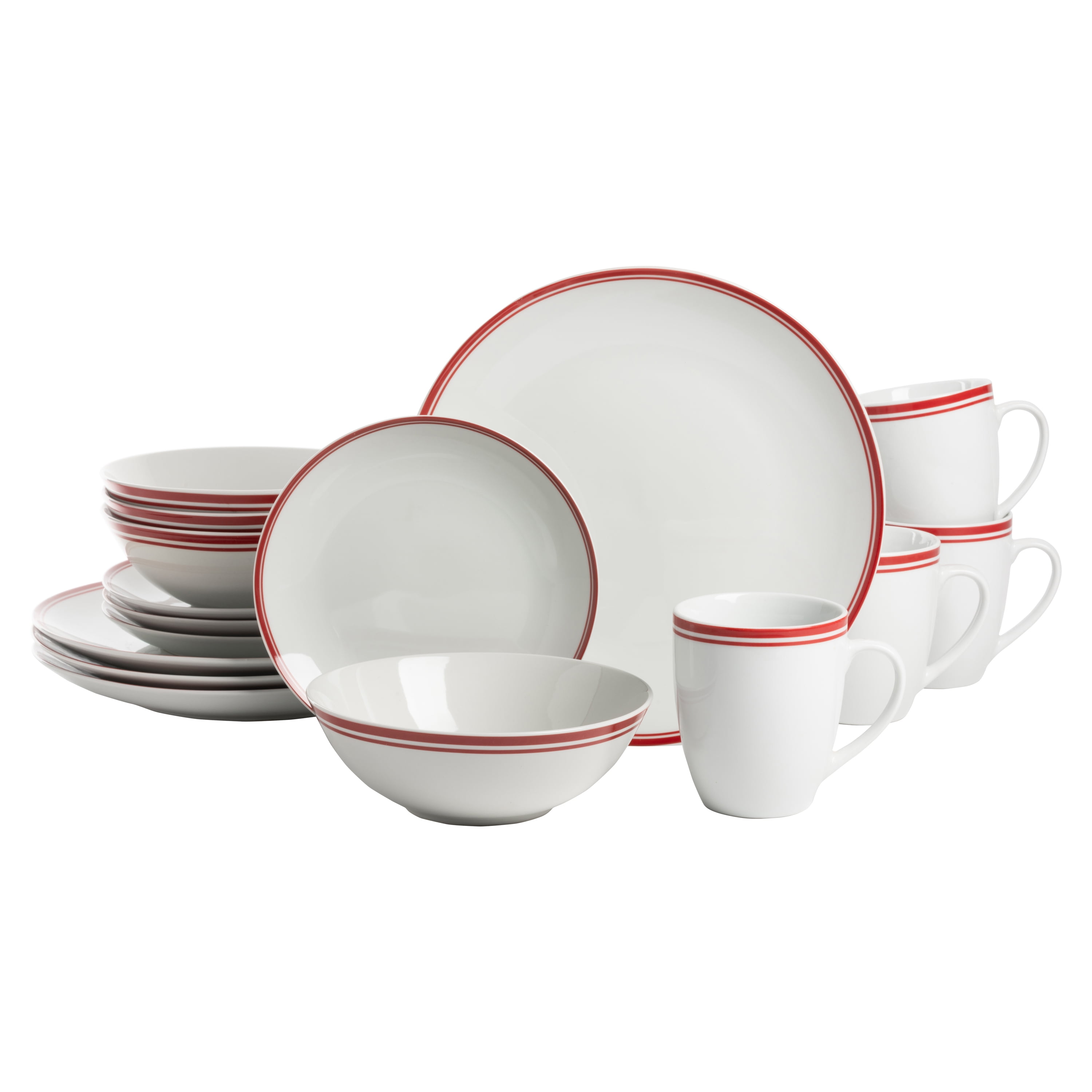 Dinnerware Sets 12 Piece Dinner Set Red Poppy 4x Plates,Bowls & Mugs Dishwasher Safe Ceramic