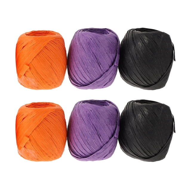6 Rollos de rafia Cinta de regalo Caja de regalo Rafia Embalaje de Raffia para Halloween