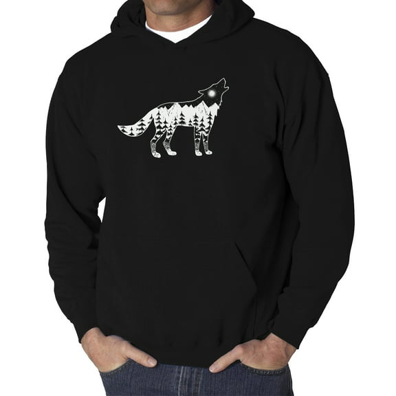 Men's Word Art Hooded Sweatshirt - Howling Wolf