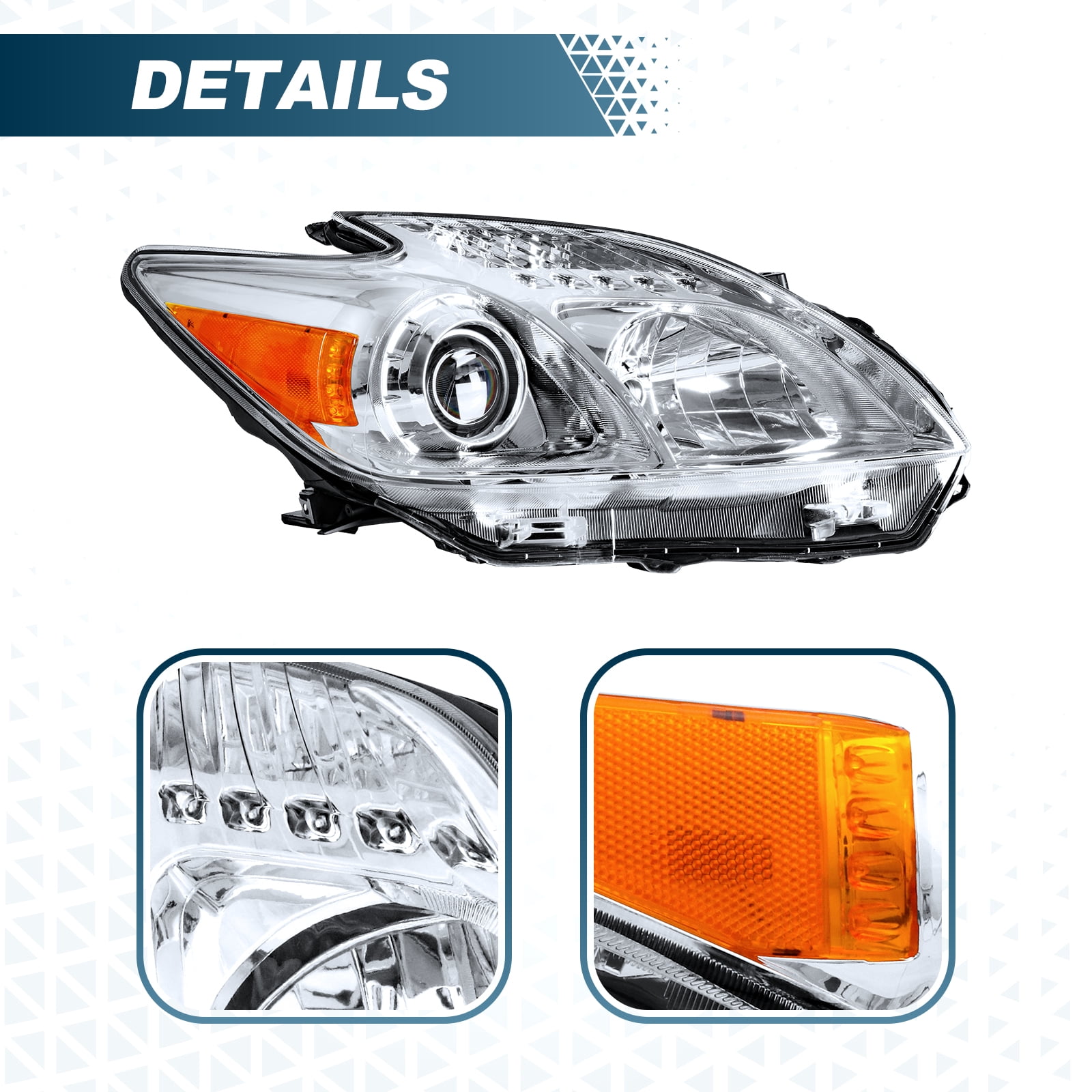 HOUGEET Headlight Fit for Toyota Prius 2012-2015 RH Lens Housing Halogen Right Passenger