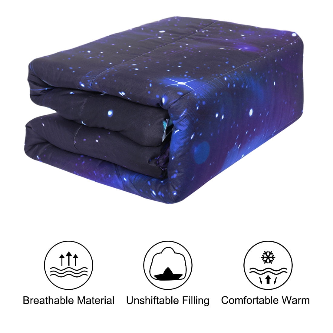 Unique Bargains 2-Piece Polyester All-Season Down Comforter Set, Twin, Purple