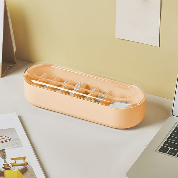 Estuches de plástico para guardar suministros para profesores, caja para guardar cables de datos, cargadores, enchufes, cajón transparente multifuncional, organizador de escritorio, artículos impresci