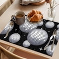 thumbnail image 3 of Black Grey Ball Placemats Set of 6 Modern Abstract Art Place Mats Indoor Wipeable Table Mats Washable Cloth Dining Table Placemats for Kitchen Holiday Party Home Decor 13x19 Inch, 3 of 9