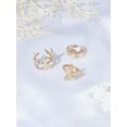thumbnail image 1 of Juego de 3 anillos de hierro de 3 estilos con forma de estrella de mar y concha, apilables, abiertos, dorados y ajustables., 1 of 3