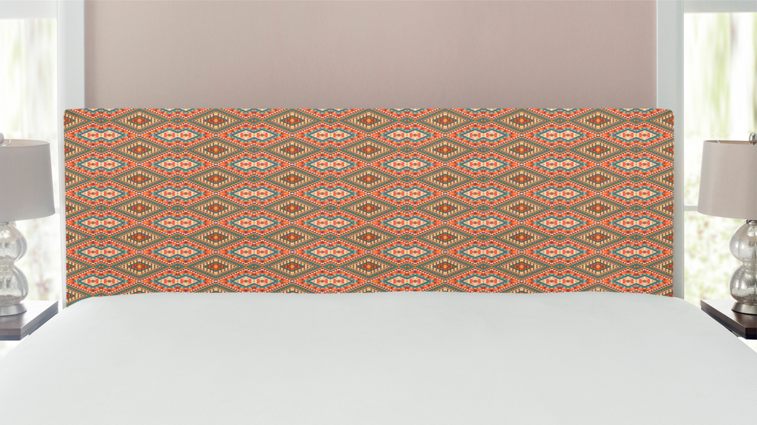 Colorful Headboard, Culture Elements Style Old Fashioned Motif Pattern ...