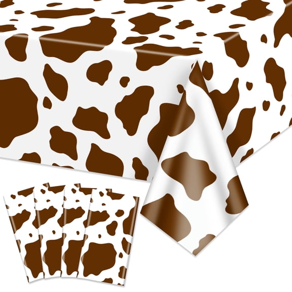 86.6x51.2 Inch Brown Cow Print Tablecloths,Cow Tablecloth Rectangular Cow Table Cover Shower Disco Birthday Party Decorations Supplies