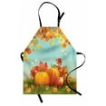 thumbnail image 1 of Harvest Apron, Fall Season Yield Thanksgiving Image Fallen Leaves Branches Pumpkins, Unisex Kitchen Bib with Adjustable Neck for Cooking Gardening, Adult Size, Orange Vermilion Green, by Ambesonne, 1 of 4