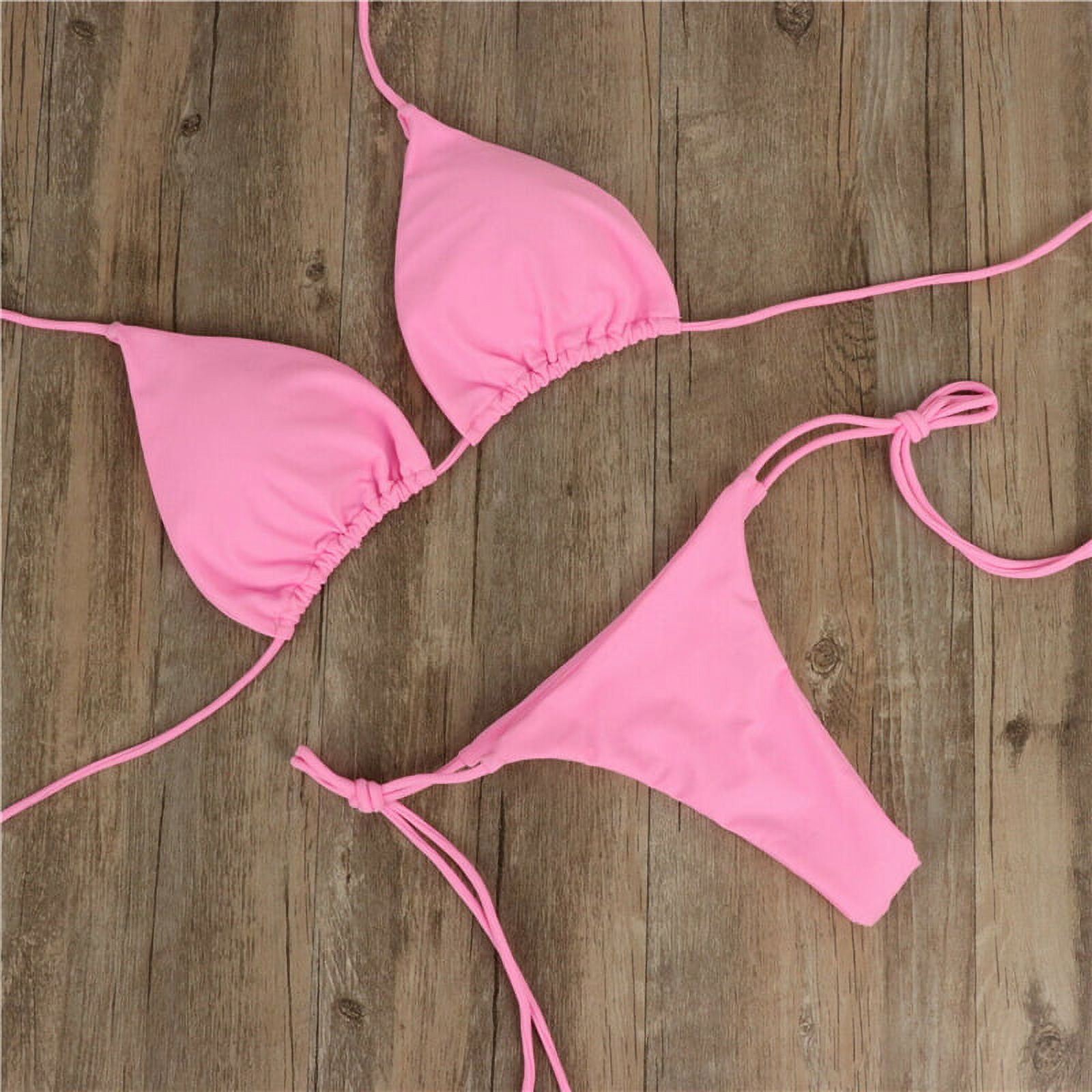 TFFR Women 2PCS Bikini Set, Padded Halter Straps Bra Triangle Panty Summer  Swimming Set 