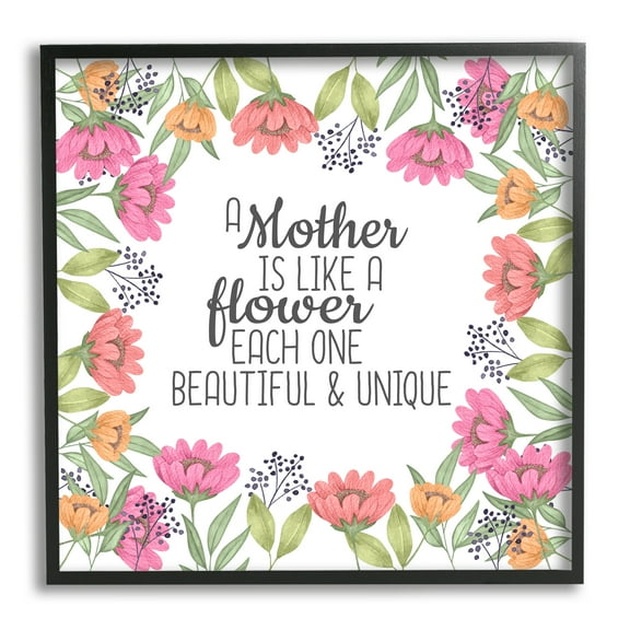 Stupell Industries Mom Beautiful & Unique Botanical & Floral Painting Black Framed Art Print Wall Art, 12 x 12