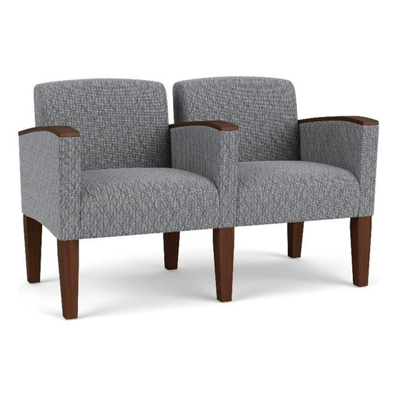 Belmont Lounge Reception Waiting 2 Seat Tandem Seating / Walnut Wood Legs / Gray