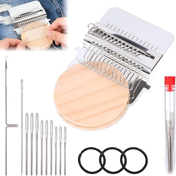 TUWAFE 2026 New Small Loom Weave Tool,Knit Patch Kit,Darning Loom Quickly Mini Convenient Patch Loom for Mending Jeans Socks Clothes Loom Machine Makes Beautiful Stitching Diy Weaving Arts(14 Hooks)
