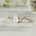 thumbnail image 2 of Pear Cut White Diamond Engagement Ring in 14k Rose Gold Vermeil - Anniversary Gift For Wife, 2 of 6