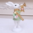 thumbnail image 4 of AURIGATE Easter Green Bunny with Trumpet Resin Figurine 2.36x7.09in Decorative Ornament for Spring Holiday Home Desktop Decor, 4 of 6