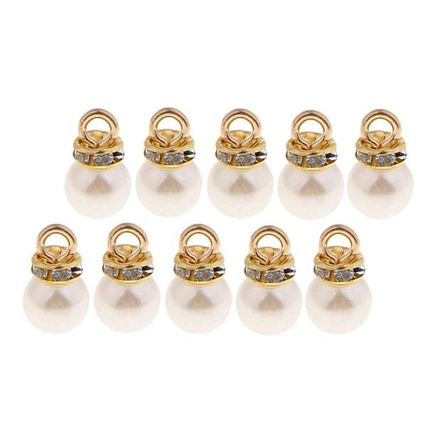 10 elegantes dijes de diamantes de imitación brillantes de ABS con perlas de imitación colgantes 8mm