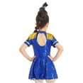 thumbnail image 4 of iiniim Girls Shiny Sequins Marching Band Uniform Leotard Dress for Party Performance A Royal Blue 6, 4 of 7