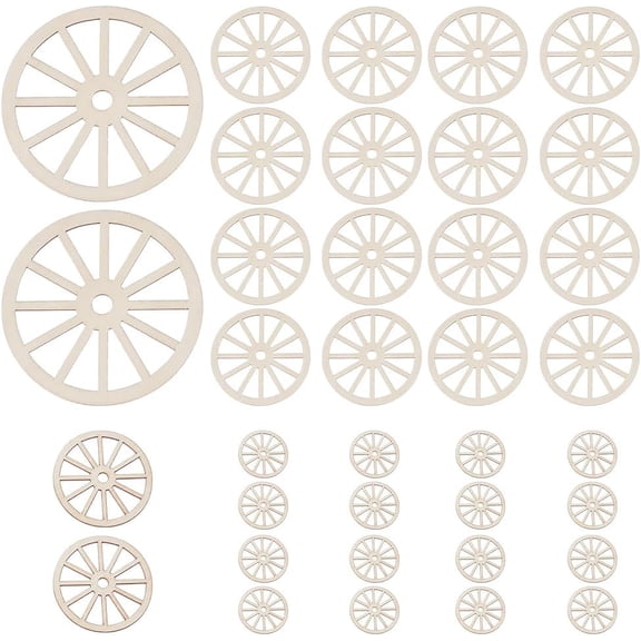 40Pcs 2 Sizes Unfinished Wood Wheel Blank Wood Slices Wooden Gear Wheels Decoration Unfinished Blank Slices for DIY Crafts Painting Coasters Drawing Parties Home Decoration-2 Inch/4 Inch Dia