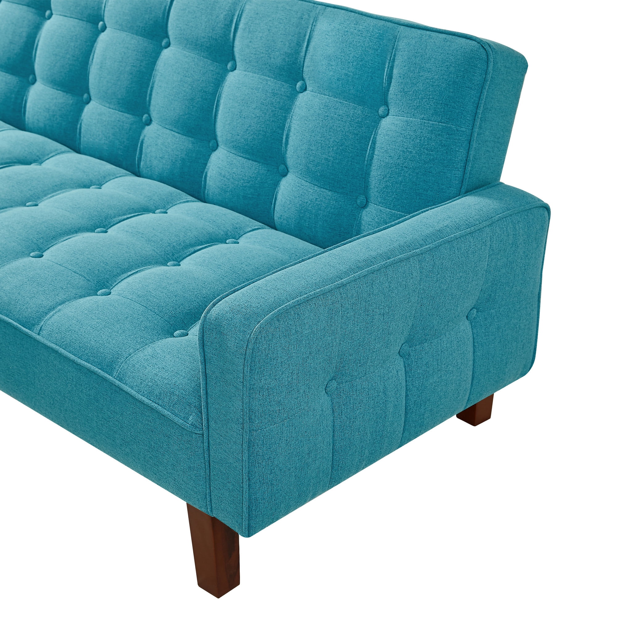 Aukfa 74" Tufted Futon Convertible Sofa Bed, Upholstered Arm Couch for Home Office, Blue