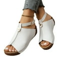 thumbnail image 7 of Sandals for Women Clearance, Xunlbb Women's Fashion Casual Spring And Summer New Beach Versatile Fish Mouth Open Toe Wedge Heel Thick Bottom Sandals(White,Size:39), 7 of 7