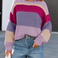 thumbnail image 6 of Women's Oversized Striped Cropped Sweater Casual Knit Pullover Top, 6 of 8