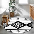 thumbnail image 3 of Round Rugs 3Ft, White Black Boho Round Area Rug Washable Indoor Throw Carpet, Southwest Ethnic Abstract Geometric Small Non Slip Circle Rug for Bedroom Living Room Home Decor Aesthetic, 3 of 8