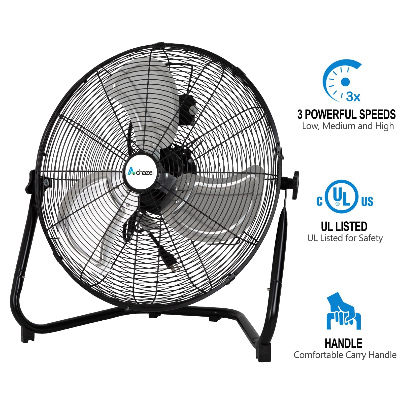 Achazel 20" High Velocity Floor Fan 3-Speed 4650 CFM Industrial Shop Fan Heavy Duty Metal with Wall Mount System for Garage Workshop Commercial Use