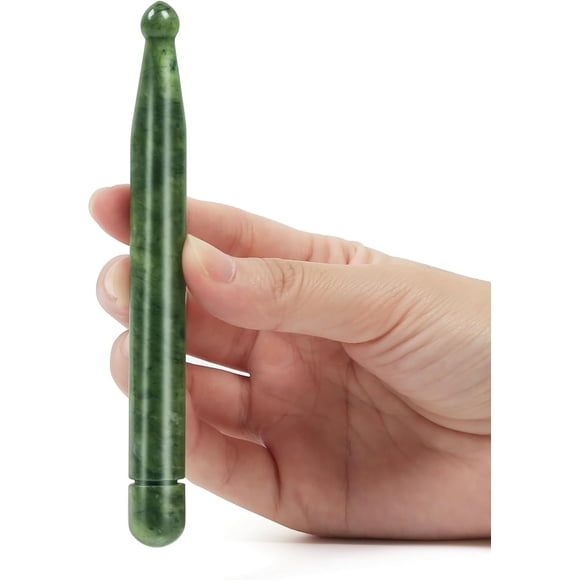 Jade Trigger Point Acupressure Gua Sha Massage Acupuncture Pen, Natural Healing Jade Stone Full Body Relax Self Massage Deep Soft Tissue Tool, Reduce Muscles Soreness and Pain Relief - Point End