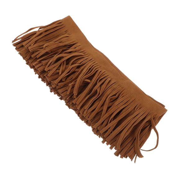 CRILSTYLEO Brown Double-Sided Faux Suede Fringe Trim, PU Tassels for Sewing, Craft Projects, Apparel and Accessories
