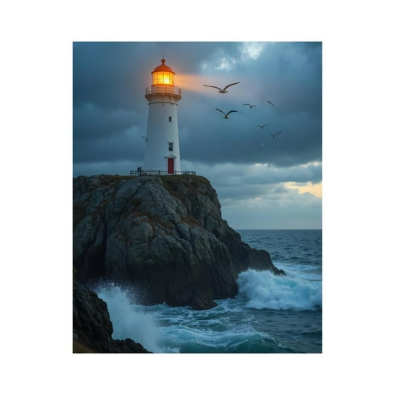 Paint by Numbers Kit for Adults, Lighthouse At Dusk Ocean Waves Birds Paint by Numbers, Easy Paint by Numbers Kit for Adults Beginner, DIY Adult Paint by Number Kits on Canvas, 12x16in Home Decor