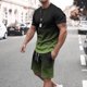 thumbnail image 2 of Mens Pantalones Casuales Cuello Redondo Impresión de Manga Corta Blusa Y Pantalones Cortos Traje, Pantalones de Traje para Hombres, 2 of 7